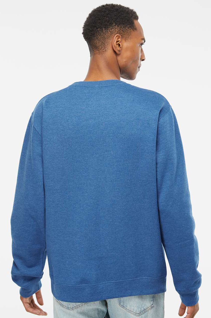 Independent Trading Company SS3000 Mens Crewneck Sweatshirt Heather Royal Blue Model Back