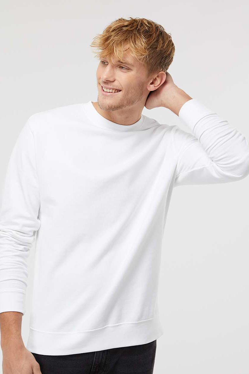 Independent Trading Company SS3000 Mens Crewneck Sweatshirt White Model Front