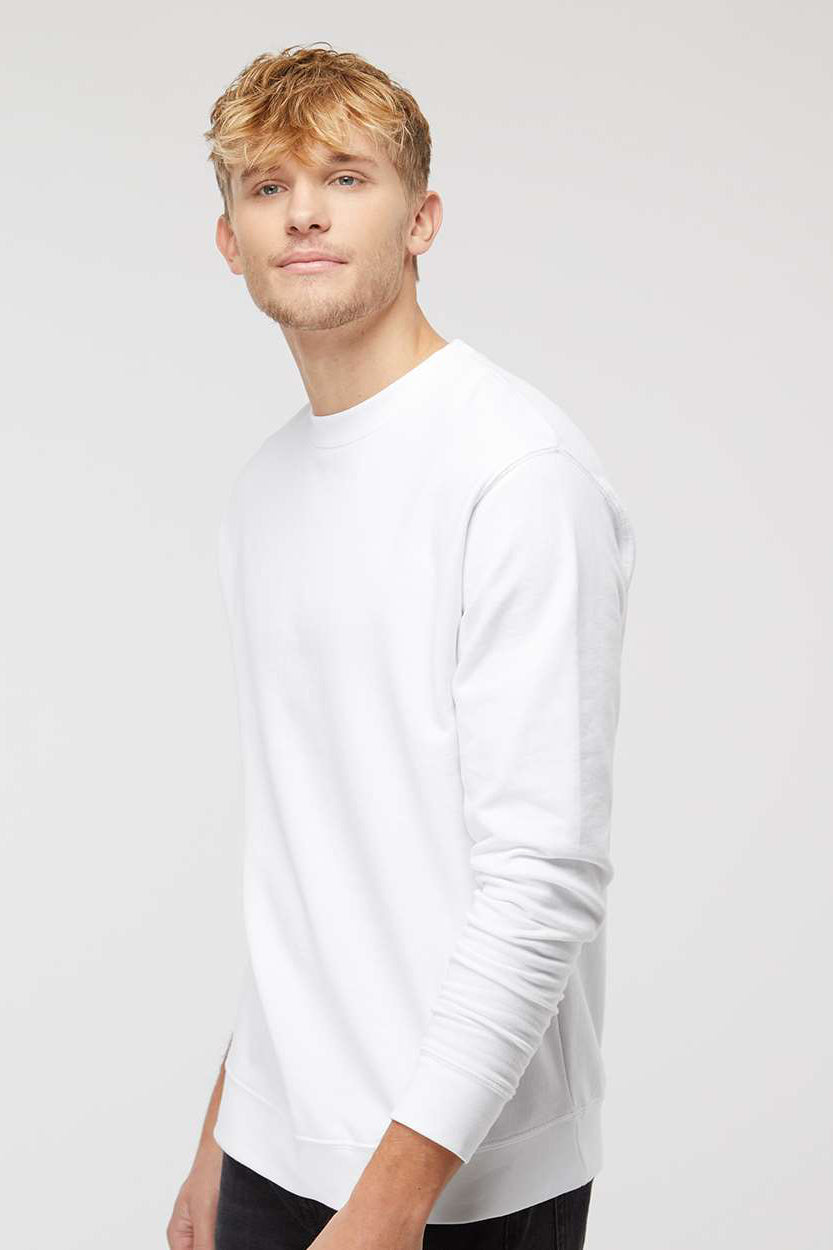 Independent Trading Company SS3000 Mens Crewneck Sweatshirt White Model Side