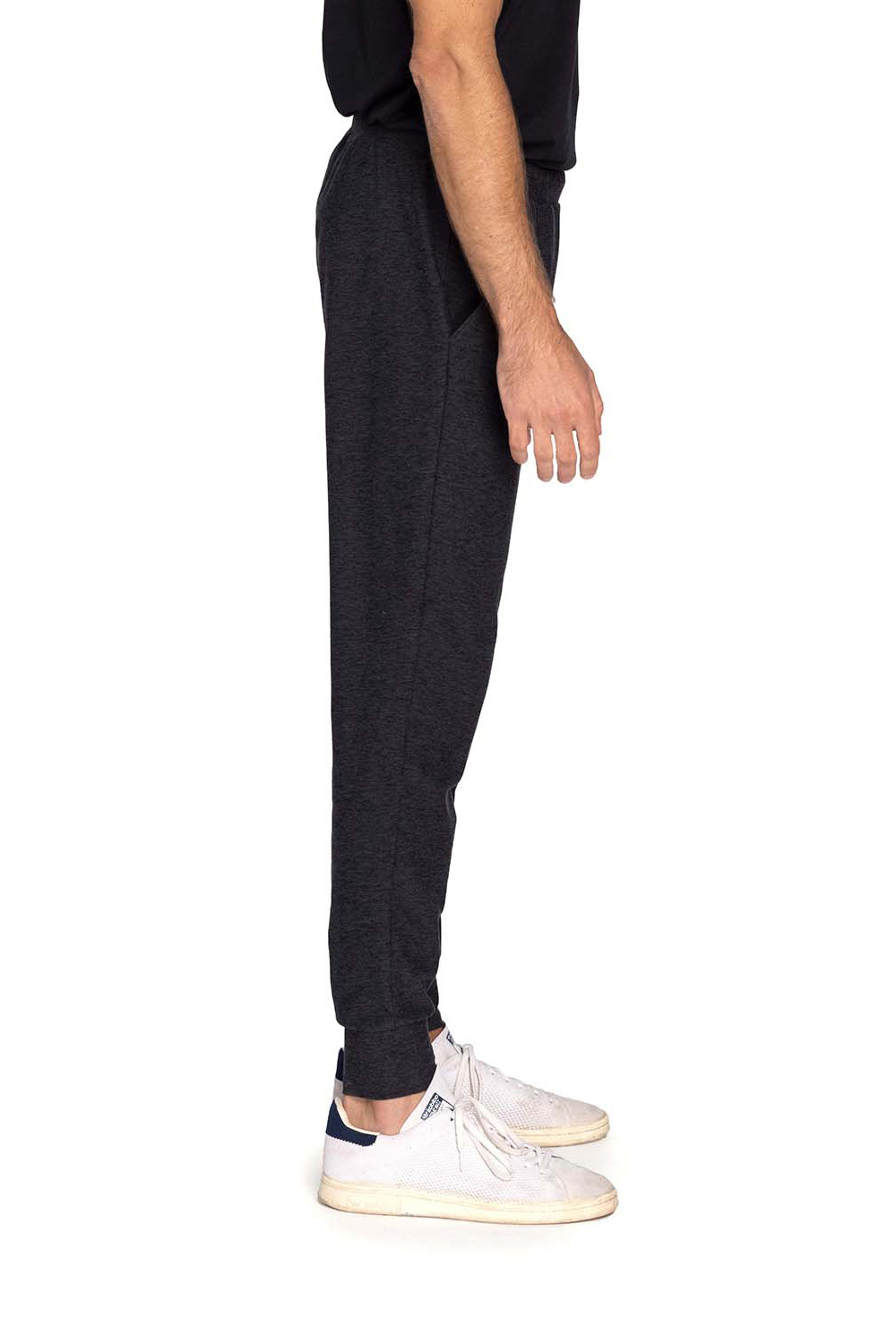 Threadfast Apparel 380P Mens Impact jogger Pants w/ Pockets Heather Black Model Side