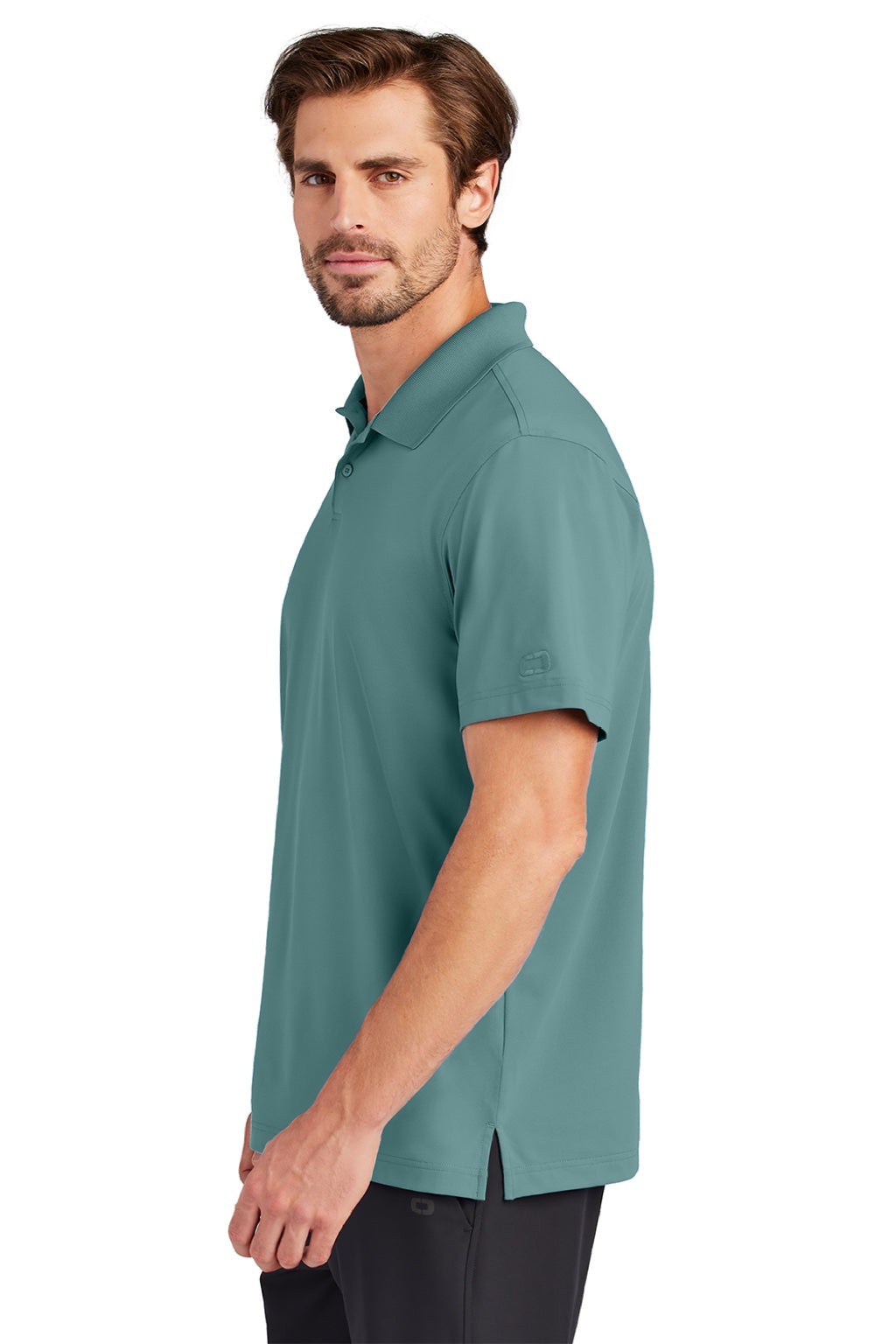Ogio OG170 Mens Regain Moisture Wicking Short Sleeve Polo Shirt Arctic Mist Model Side