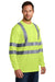 CornerStone CS409 Mens Moisture Wicking Long Sleeve Crewneck T-Shirt w/ Pocket Safety Yellow Model 3q