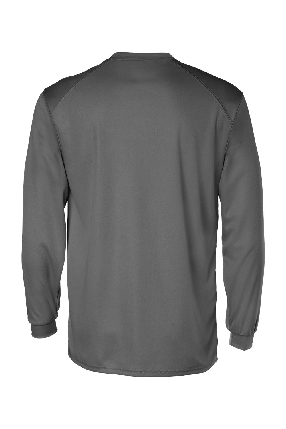 Badger 4104 Mens B-Core Moisture Wicking Long Sleeve Crewneck T-Shirt Graphite Grey Flat Back
