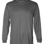 Badger Mens B-Core Moisture Wicking Long Sleeve Crewneck T-Shirt - Graphite Grey - NEW