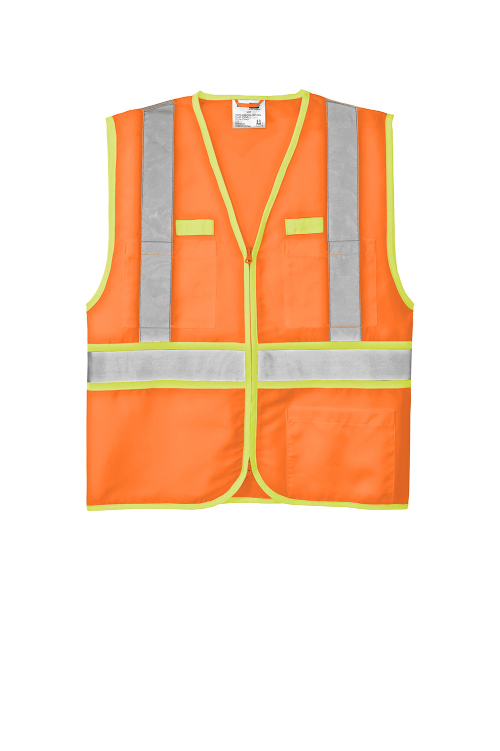 CornerStone CSV407 Mens ANSI 107 Class 2 Safety Full Zip Vest Safety Orange Flat Front