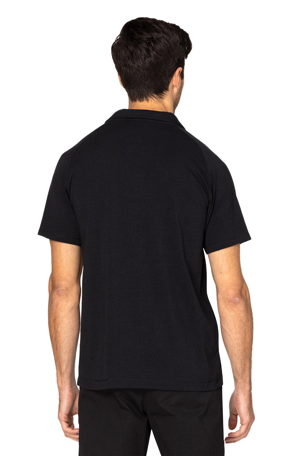 Threadfast Apparel 382PL Mens Impact Short Sleeve Polo Shirt Black Model Back