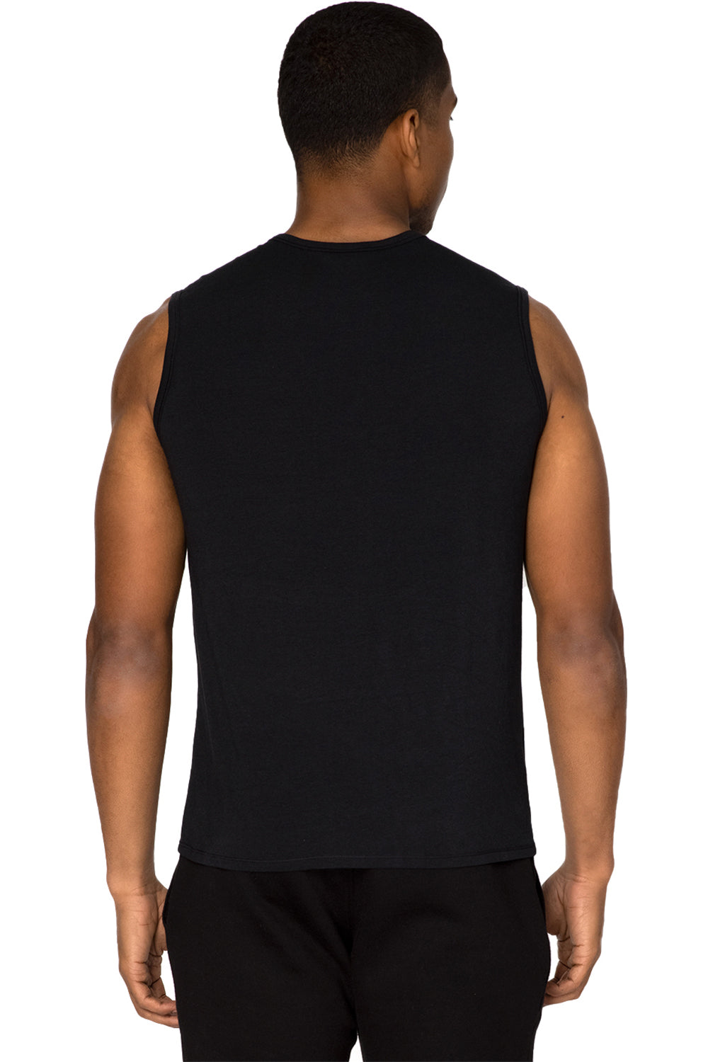Threadfast Apparel 382T Mens Impact Tank Top Black Model Back