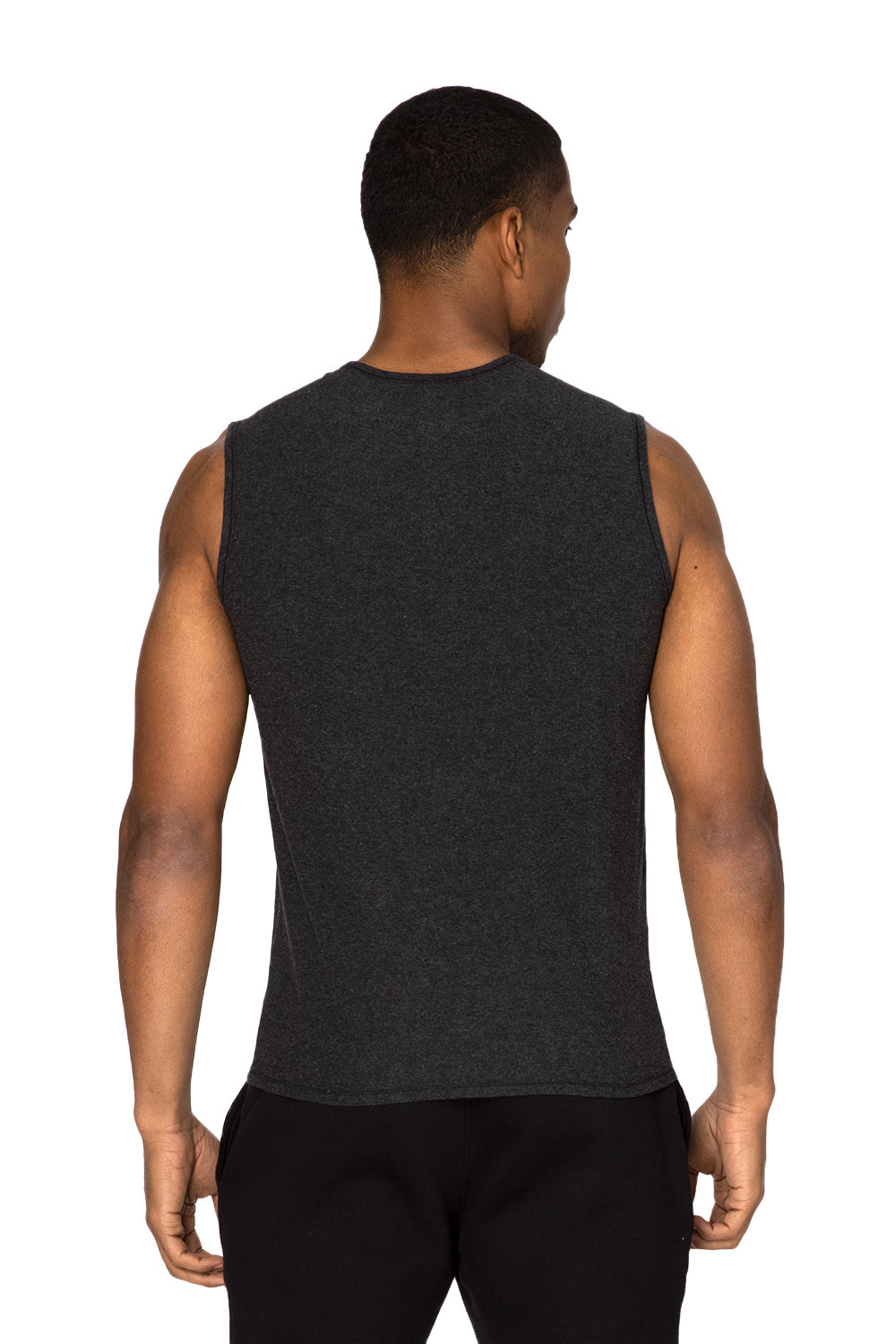 Threadfast Apparel 382T Mens Impact Tank Top Heather Black Model Back
