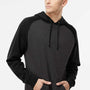 Independent Trading Company Mens Raglan Hooded Sweatshirt Hoodie w/ Pouch Pockets - Heather Charcoal Grey/Black
