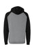 Independent Trading Company IND40RP Mens Raglan Hooded Sweatshirt Hoodie w/ Pouch Pockets Heather Gunmetal Grey/Black Flat Back