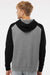 Independent Trading Company IND40RP Mens Raglan Hooded Sweatshirt Hoodie w/ Pouch Pockets Heather Gunmetal Grey/Black Model Back