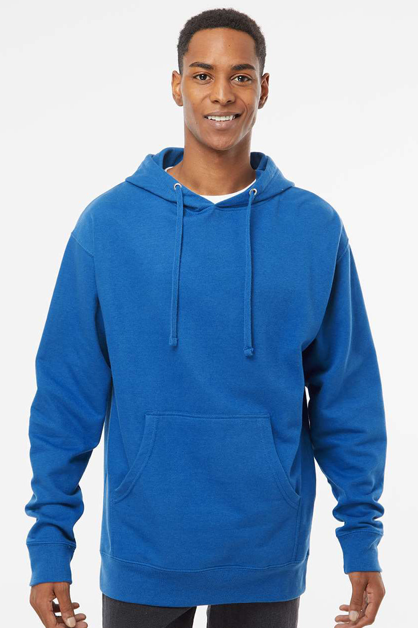 Independent Trading Company SS4500 Mens Hooded Sweatshirt Hoodie w/ Pouch Pocket Royal Blue Model Front