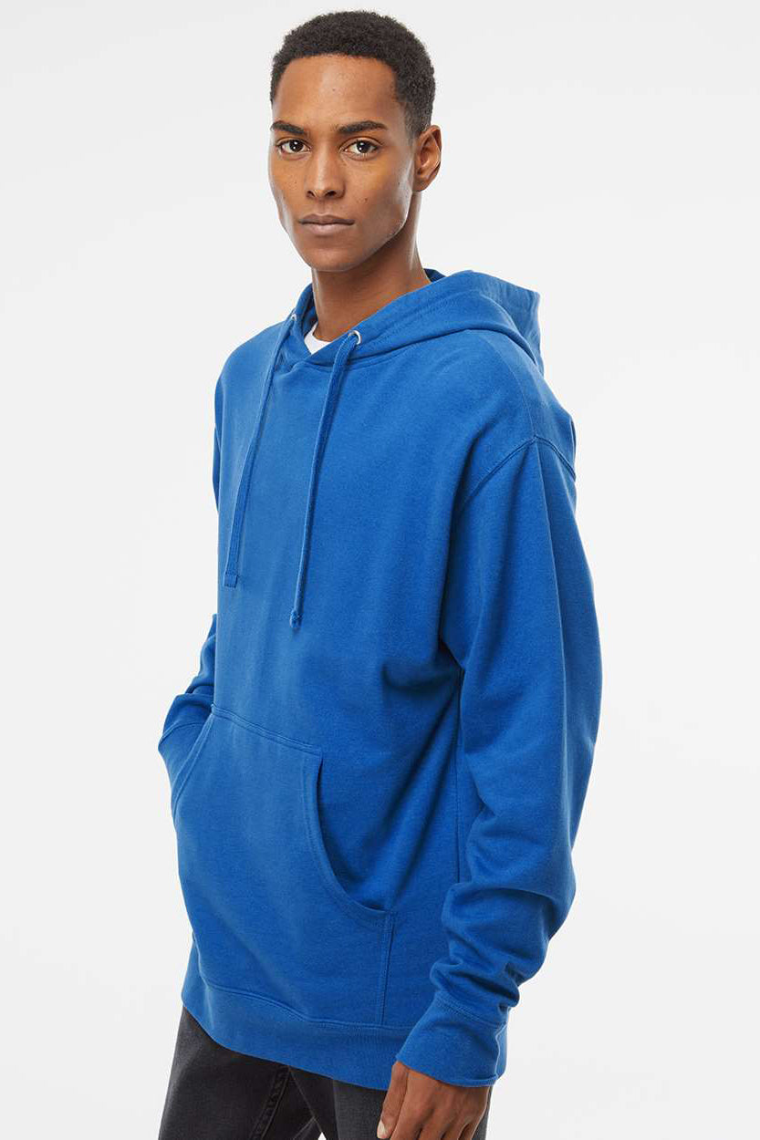 Independent Trading Company SS4500 Mens Hooded Sweatshirt Hoodie w/ Pouch Pocket Royal Blue Model Side