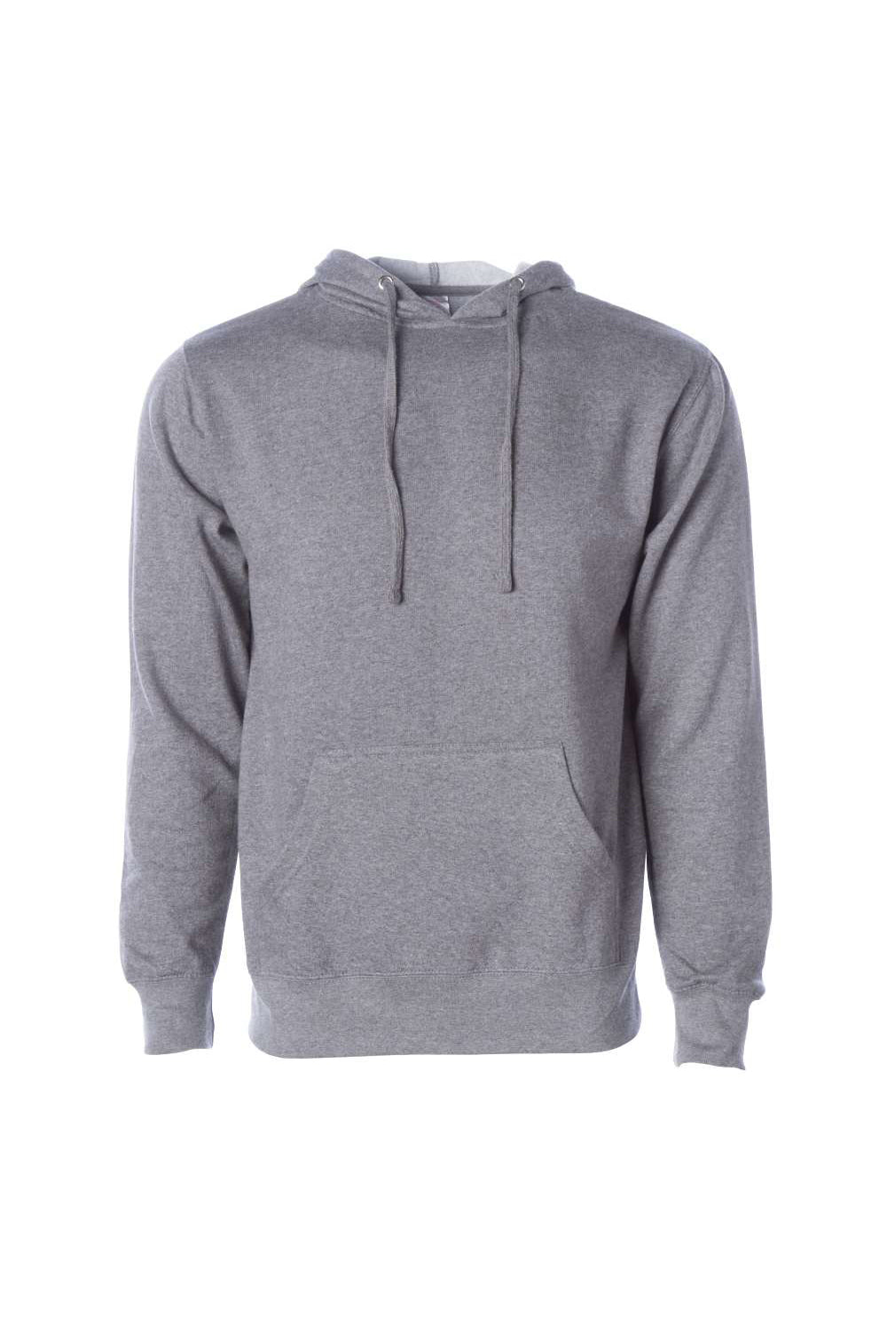 Independent Trading Company SS4500 Mens Hooded Sweatshirt Hoodie w/ Pouch Pocket Heather Gunmetal Grey Flat Front