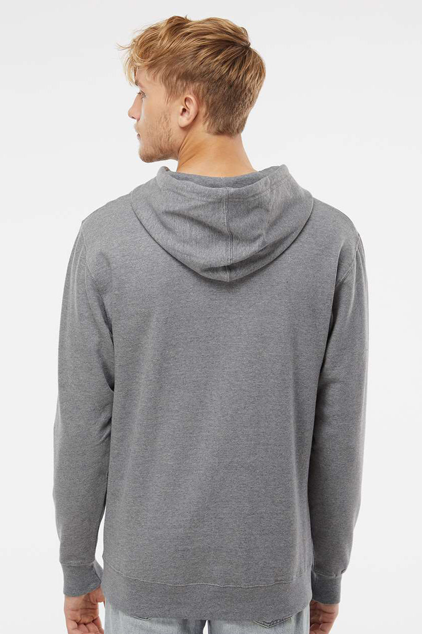 Independent Trading Company SS4500 Mens Hooded Sweatshirt Hoodie w/ Pouch Pocket Heather Gunmetal Grey Model Back