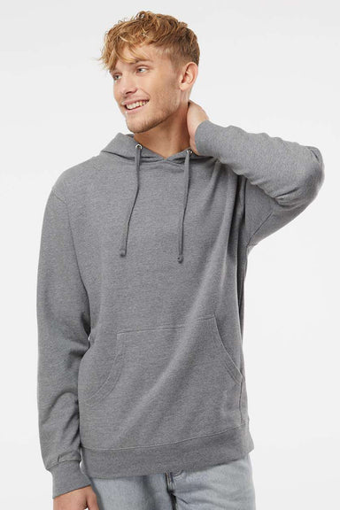 Independent Trading Company SS4500 Mens Hooded Sweatshirt Hoodie w/ Pouch Pocket Heather Gunmetal Grey Model Front