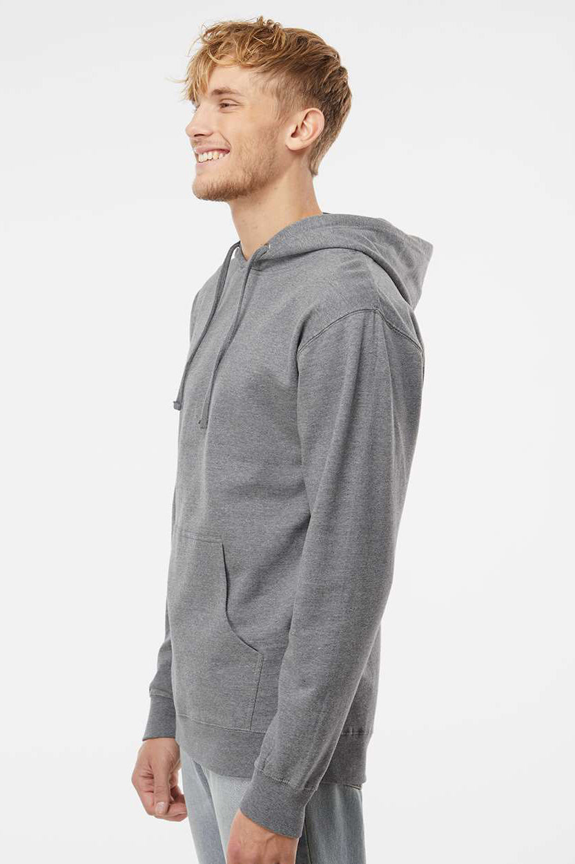 Independent Trading Company SS4500 Mens Hooded Sweatshirt Hoodie w/ Pouch Pocket Heather Gunmetal Grey Model Side