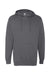 Independent Trading Company SS4500 Mens Hooded Sweatshirt Hoodie w/ Pouch Pocket Charcoal Grey Flat Front
