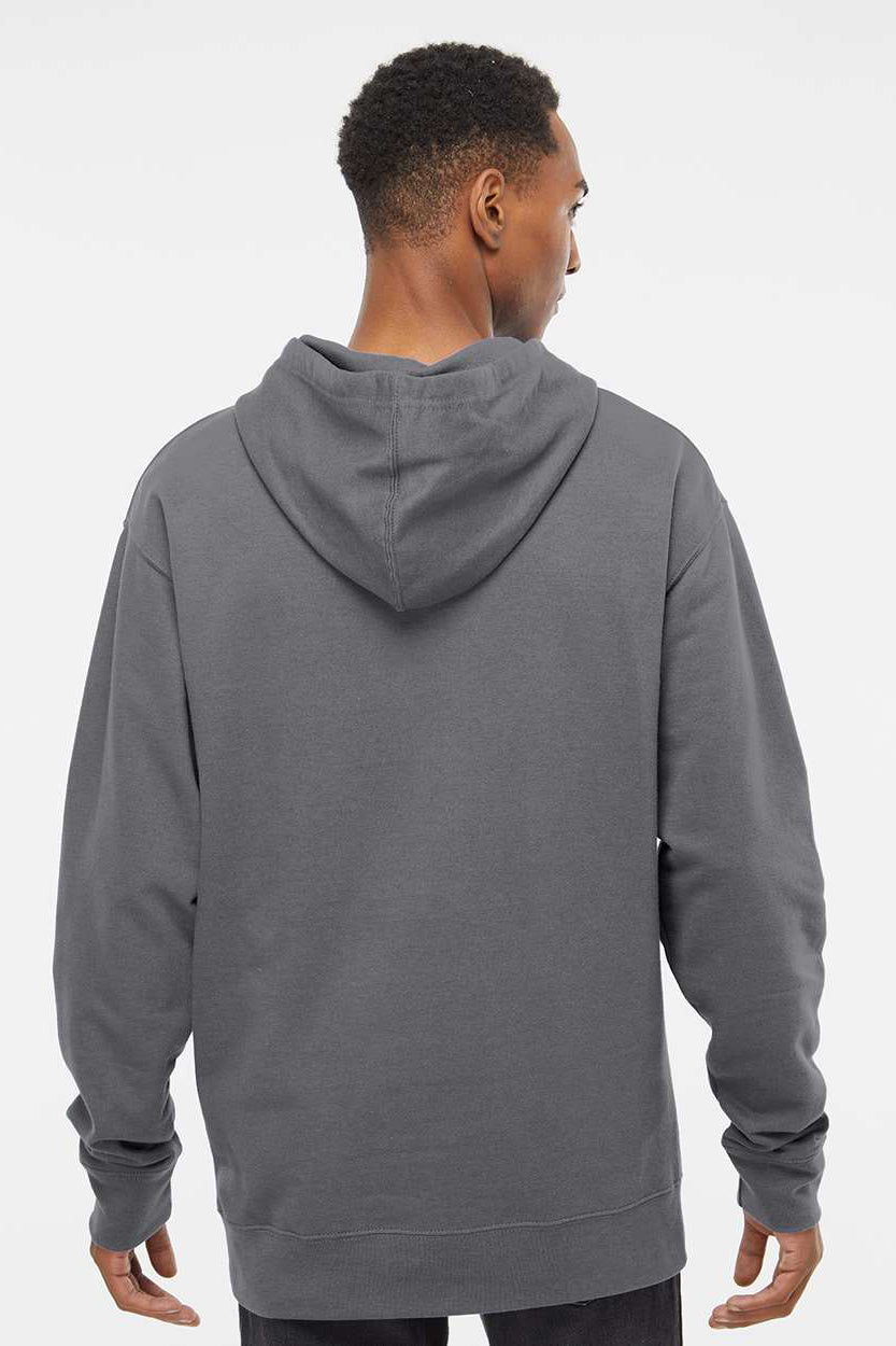Independent Trading Company SS4500 Mens Hooded Sweatshirt Hoodie w/ Pouch Pocket Charcoal Grey Model Back