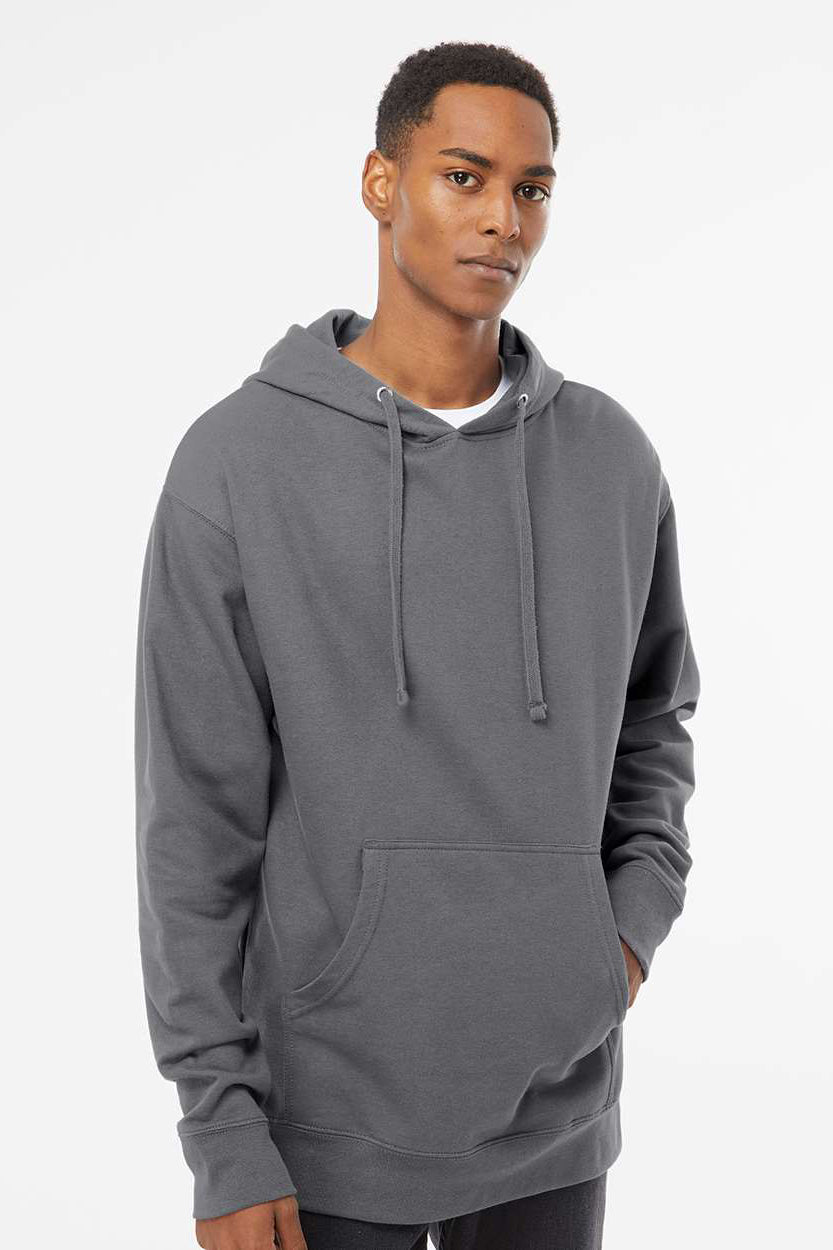 Independent Trading Company SS4500 Mens Hooded Sweatshirt Hoodie w/ Pouch Pocket Charcoal Grey Model Front