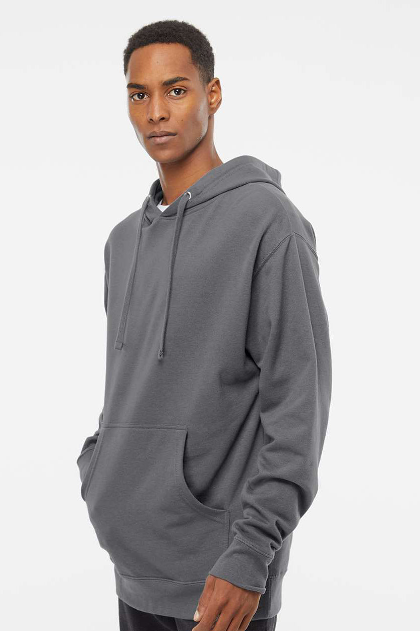 Independent Trading Company SS4500 Mens Hooded Sweatshirt Hoodie w/ Pouch Pocket Charcoal Grey Model Side