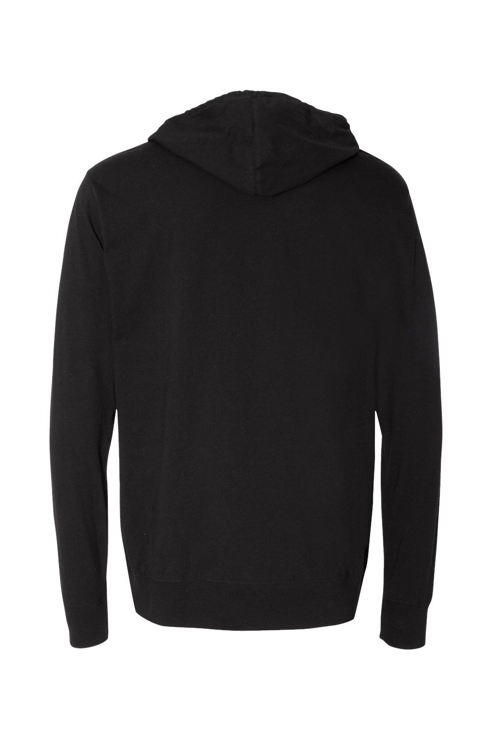 Independent Trading Company SS150J Mens Long Sleeve Hooded T-Shirt Hoodie Black Flat Back