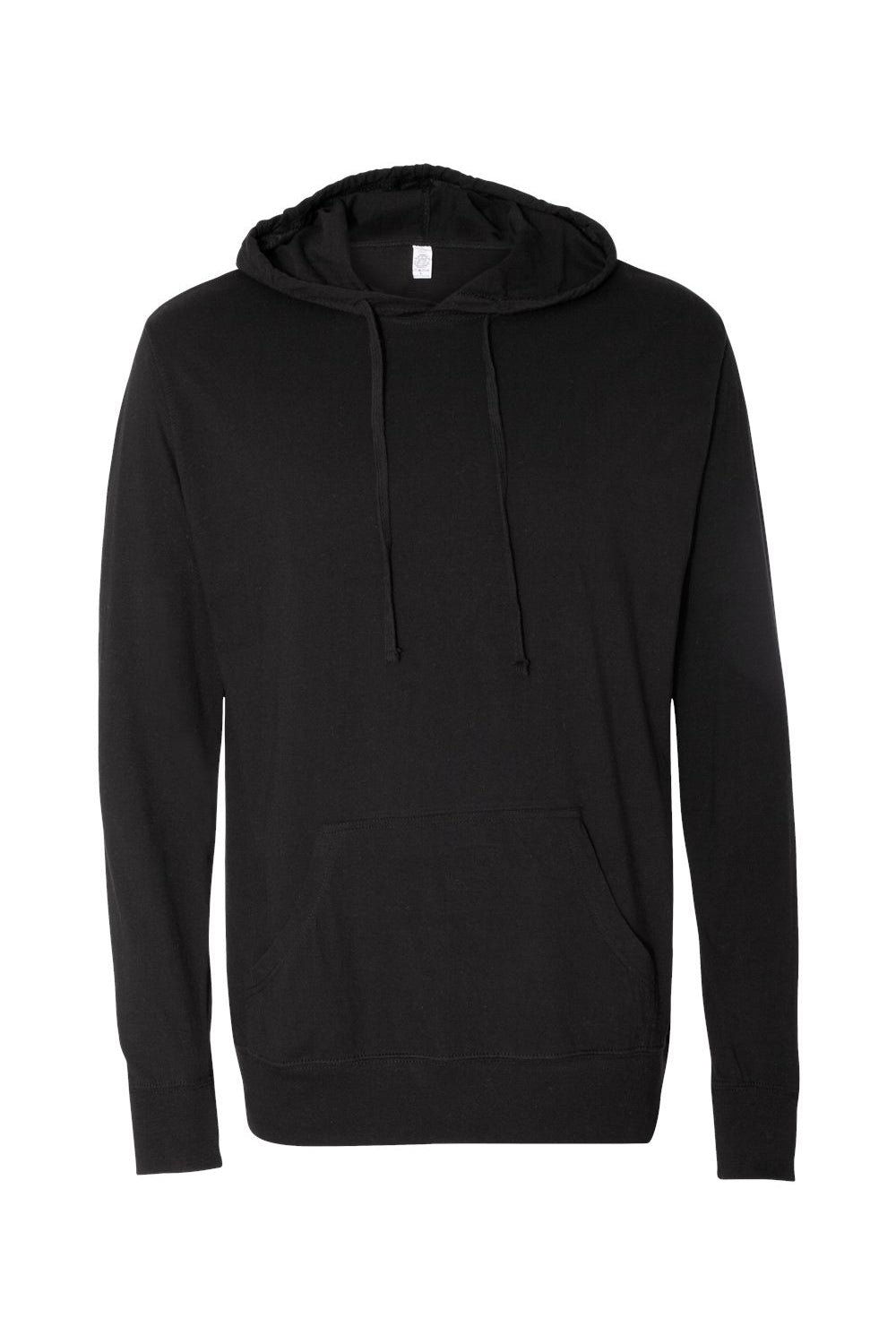 Independent Trading Company SS150J Mens Long Sleeve Hooded T-Shirt Hoodie Black Flat Front