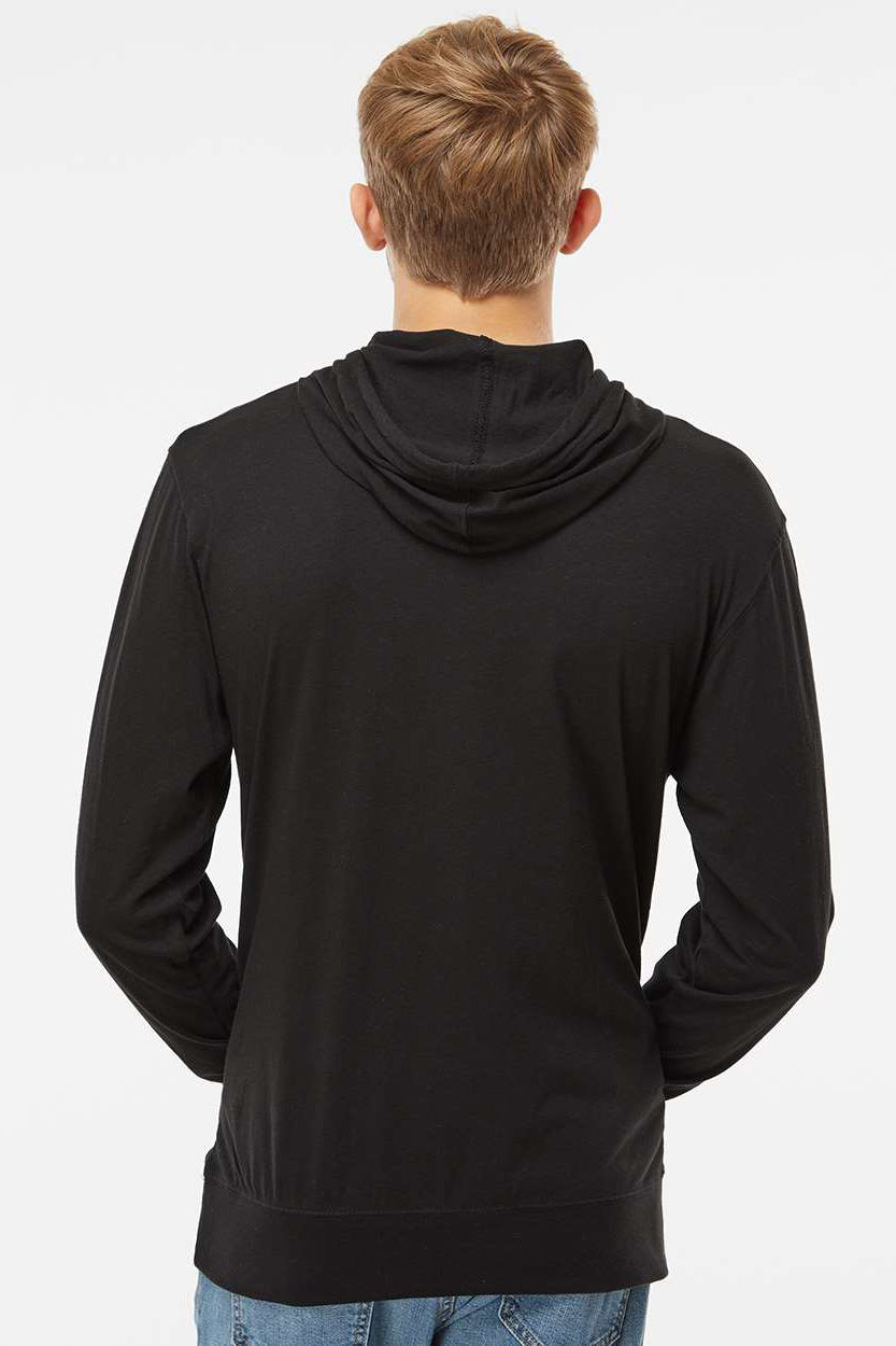 Independent Trading Company SS150J Mens Long Sleeve Hooded T-Shirt Hoodie Black Model Back