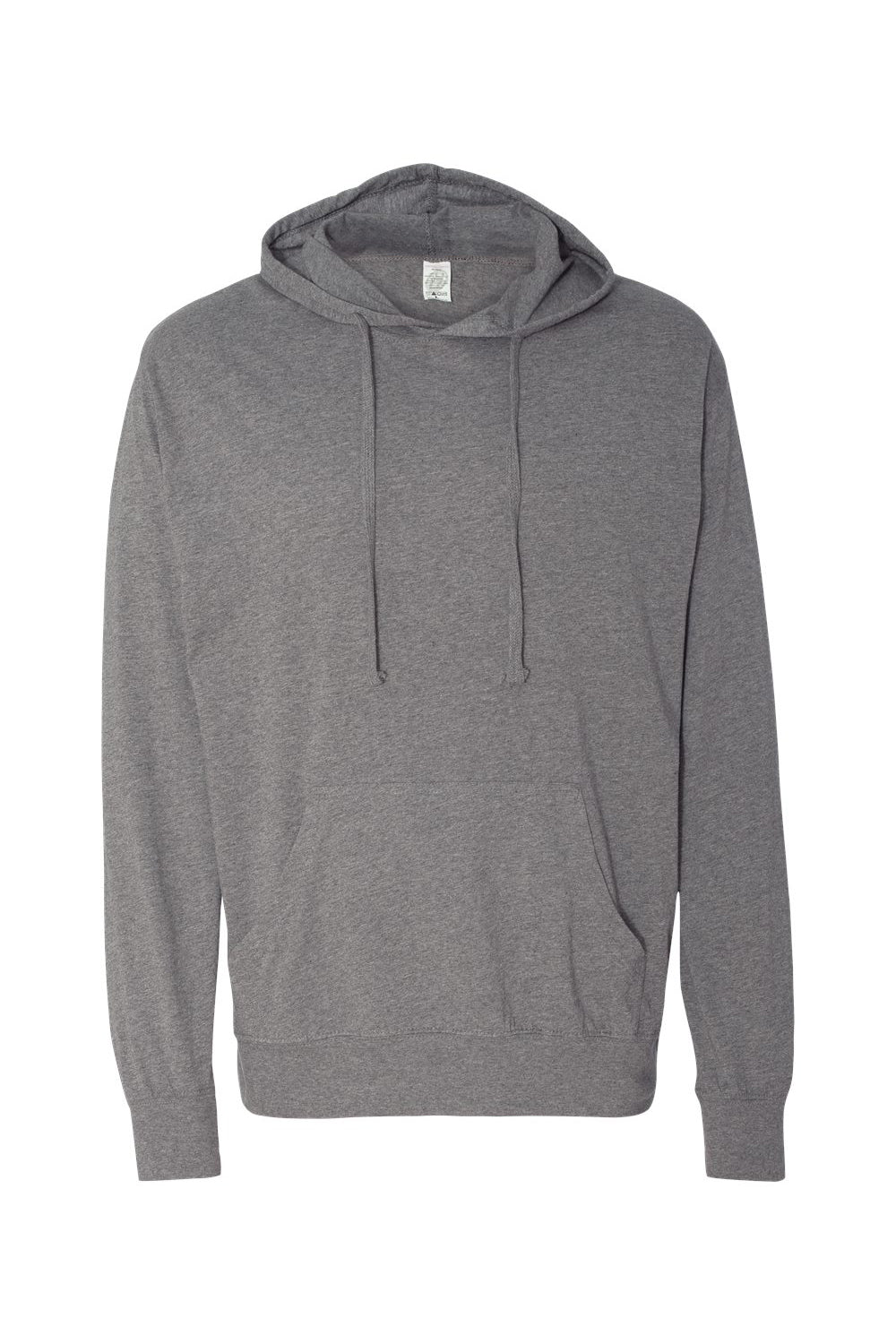 Independent Trading Company SS150J Mens Long Sleeve Hooded T-Shirt Hoodie Heather Gunmetal Grey Flat Front