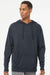 Independent Trading Company SS150J Mens Long Sleeve Hooded T-Shirt Hoodie Heather Classic Navy Blue Model Front