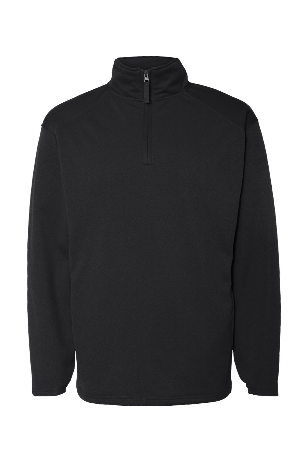 Badger 1480 Mens Performance Moisture Wicking Fleece 1/4 Zip Sweatshirt w/ Pockets Black Flat Front