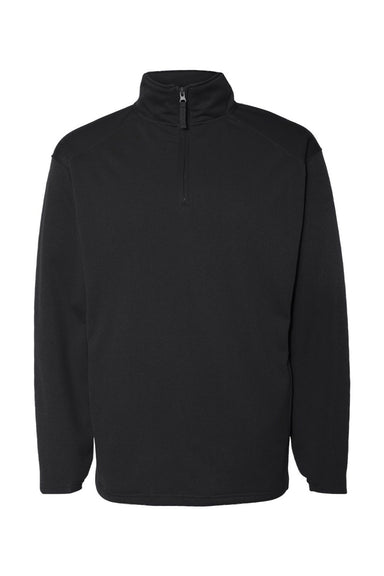 Badger 1480 Mens Performance Moisture Wicking Fleece 1/4 Zip Sweatshirt w/ Pockets Black Flat Front