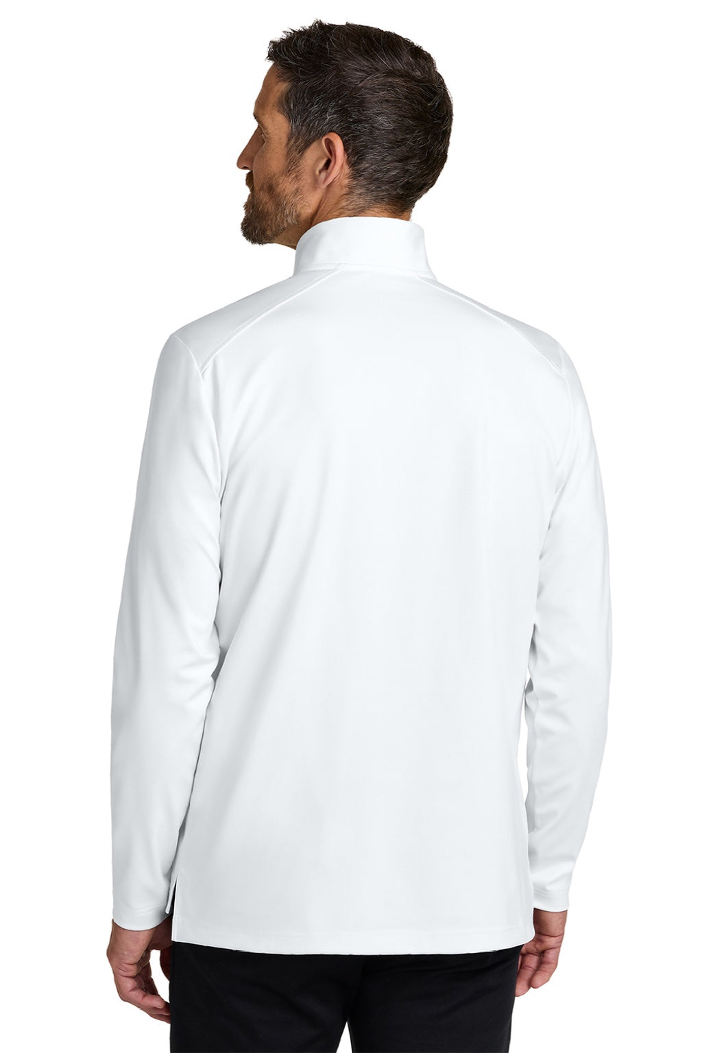 Port Authority K880 Mens C-FREE Double Knit Moisture Wicking 1/4 Zip Sweatshirt White Model Back