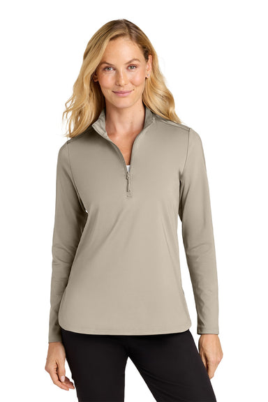 Port Authority LK880 Womens C-FREE Double Knit Moisture Wicking 1/4 Zip Sweatshirt Sahara Model Front