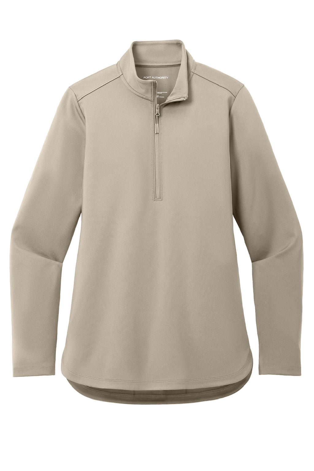Port Authority LK880 Womens C-FREE Double Knit Moisture Wicking 1/4 Zip Sweatshirt Sahara Flat Front