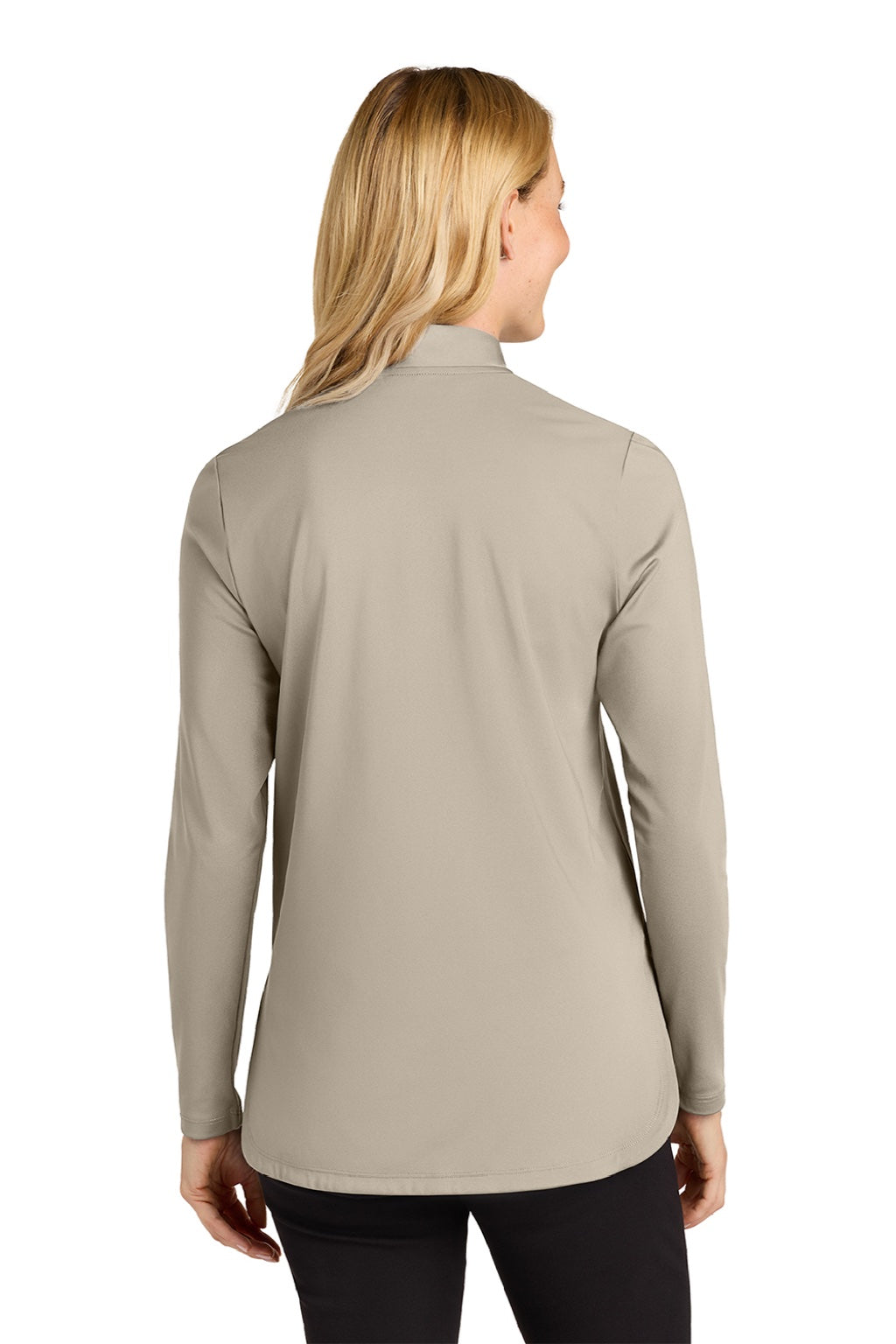Port Authority LK880 Womens C-FREE Double Knit Moisture Wicking 1/4 Zip Sweatshirt Sahara Model Back