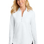 Port Authority Womens C-FREE Double Knit Moisture Wicking 1/4 Zip Sweatshirt - White