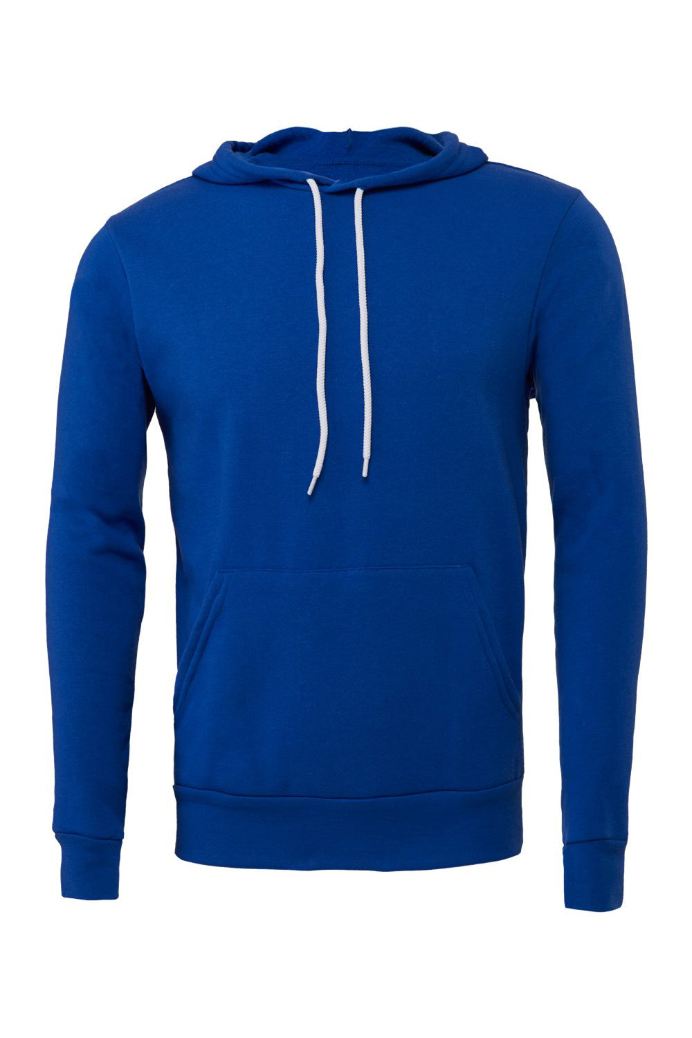 Bella + Canvas BC3719/3719 Mens Sponge Fleece Hooded Sweatshirt Hoodie True Royal Blue Flat Front