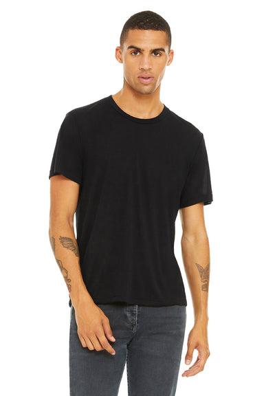 Bella + Canvas 3880 Mens Short Sleeve Crewneck T-Shirt Black Model Front