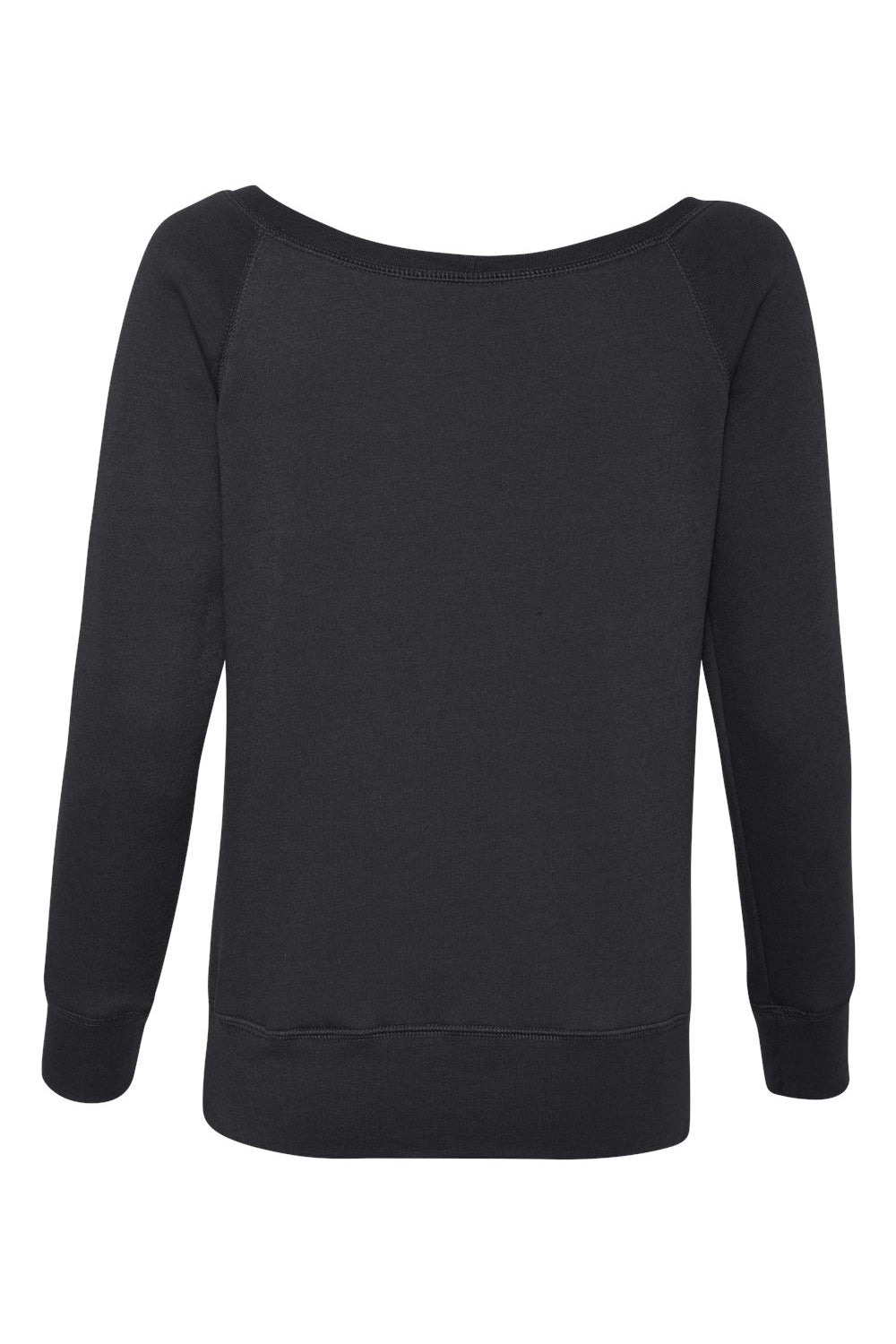 Bella + Canvas 7501 Womens Sponge Fleece Wide Neck Sweatshirt Black Flat Back
