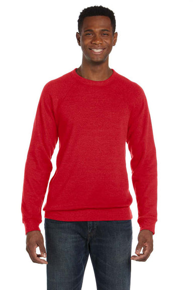 Bella + Canvas BC3901/3901 Mens Sponge Fleece Crewneck Sweatshirt Red Model Front