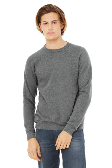 Bella + Canvas BC3901/3901 Mens Sponge Fleece Crewneck Sweatshirt Heather Deep Grey Model Front
