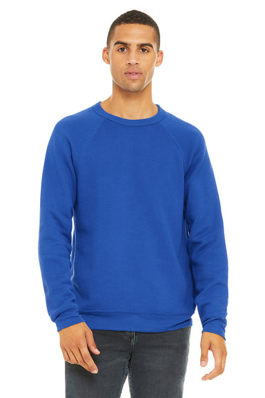 Bella + Canvas BC3901/3901 Mens Sponge Fleece Crewneck Sweatshirt True Royal Blue Model Front