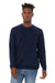 Bella + Canvas BC3901/3901 Mens Sponge Fleece Crewneck Sweatshirt Navy Blue Model Front