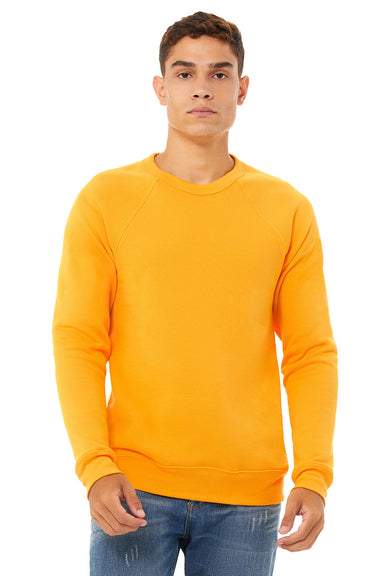 Bella + Canvas BC3901/3901 Mens Sponge Fleece Crewneck Sweatshirt Gold Model Front