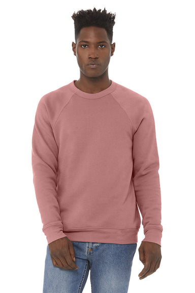 Bella + Canvas BC3901/3901 Mens Sponge Fleece Crewneck Sweatshirt Mauve Model Front