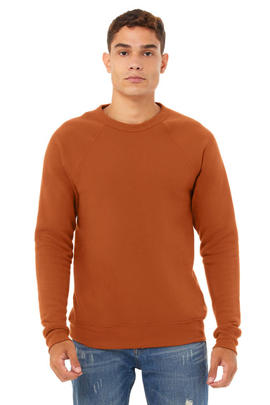 Bella + Canvas BC3901/3901 Mens Sponge Fleece Crewneck Sweatshirt Autumn Orange Model Front