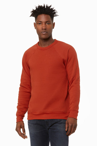 Bella + Canvas BC3901/3901 Mens Sponge Fleece Crewneck Sweatshirt Brick Red Model Front