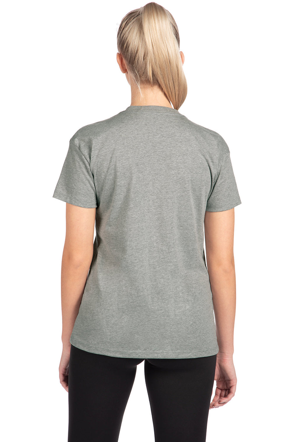 Next Level 3910NL Womens Relaxed Short Sleeve Crewneck T-Shirt Heather Grey Model Back