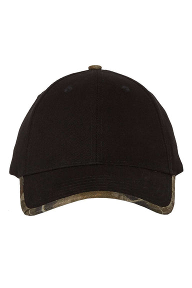 Kati LC26 Mens Solid w/ Camo Trim Hat Black/Realtree Hardwood Flat Front